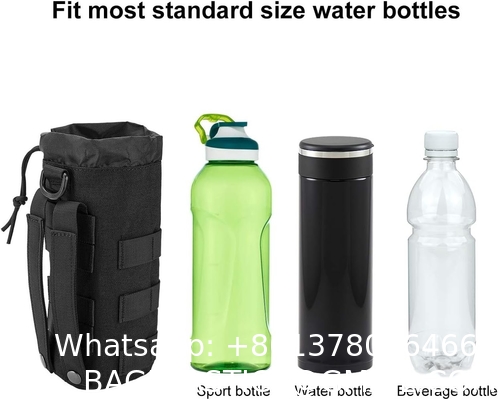 Sports Water Bottles Pouch Bag, Tactical Drawstring Molle Water Bottle Holder Portable Travel Tactical Hydration
