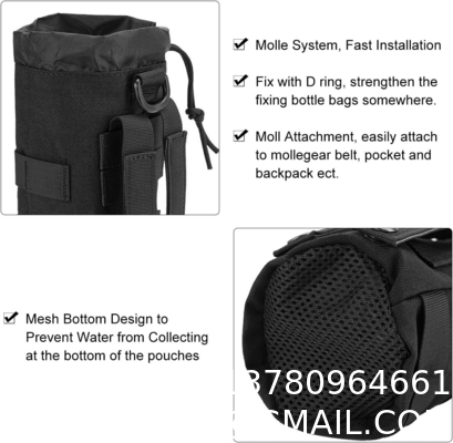 Sports Water Bottles Pouch Bag, Tactical Drawstring Molle Water Bottle Holder Portable Travel Tactical Hydration