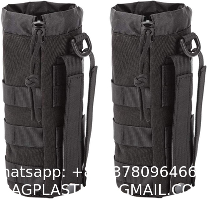 Sports Water Bottles Pouch Bag, Tactical Drawstring Molle Water Bottle Holder Portable Travel Tactical Hydration