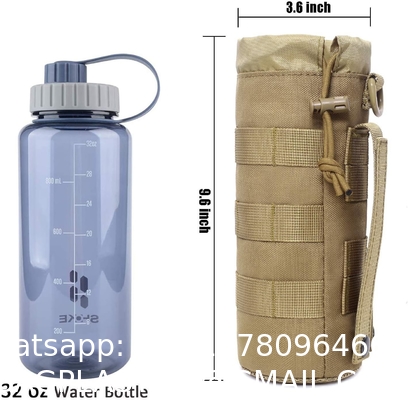 Sports Water Bottles Pouch Bag, Tactical Drawstring Molle Water Bottle Holder Portable Travel Tactical Hydration