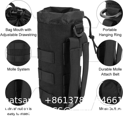 Sports Water Bottles Pouch Bag, Tactical Drawstring Molle Water Bottle Holder Portable Travel Tactical Hydration