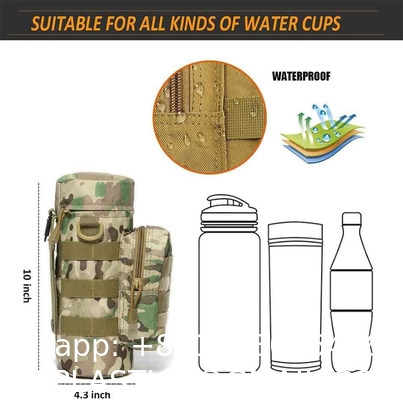 Tactical Molle Water Pouch, Tactical Bottle Holder Military Water Bottle Bag Hydration Carrier H20 Pouch Kettle Pouch
