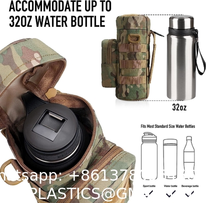 Tactical Molle Water Pouch, Tactical Bottle Holder Military Water Bottle Bag Hydration Carrier H20 Pouch Kettle Pouch