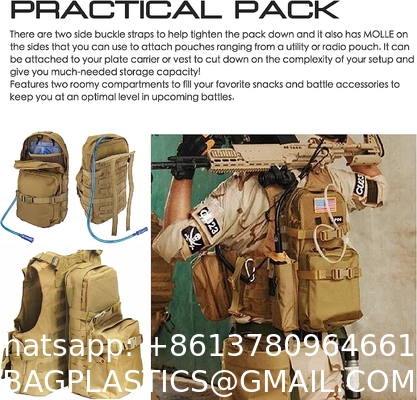 Tactical Hydration Pack Nylon, Molle Hydration Carrier Bag Water Reservoir Bag for Tactical Backpack Plate Carrier