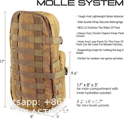 Tactical Hydration Pack Nylon, Molle Hydration Carrier Bag Water Reservoir Bag for Tactical Backpack Plate Carrier