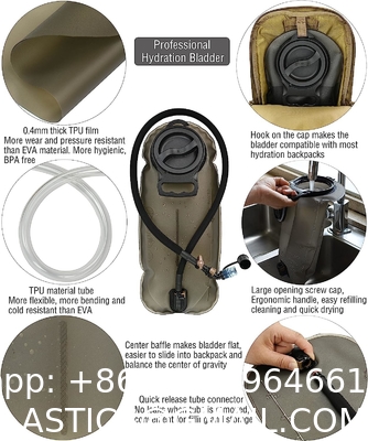 2L/2.5L/3L TPU Hydration Bladder, Tasteless BPA Free Water Reservoir Bag with Insulated Tube for Hydration Pack