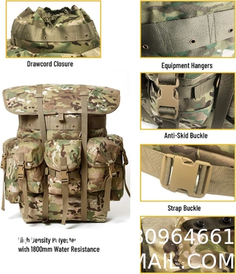 Hiking Waterproof Army Waist Rucksack, Military Pack Army Survival Combat Rucksack Backpack