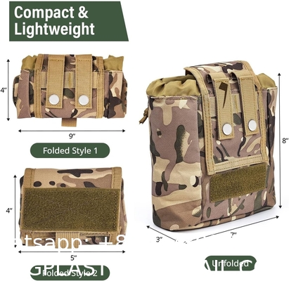 Molle Dump Pouch, Tactical Slingshot Ammo Pouch Foldable Mag Dump Pouch Magazine Utility Roll Up Wiast Bag Drawstring