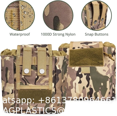 Molle Dump Pouch, Tactical Slingshot Ammo Pouch Foldable Mag Dump Pouch Magazine Utility Roll Up Wiast Bag Drawstring
