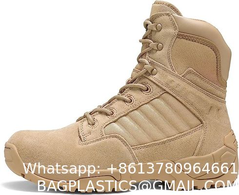 Camouflage ornaments Boots, Men'S ornaments Tactical Work Boots Side Zipper Leather Motorcycle Combat Boots (6-8 Inches)