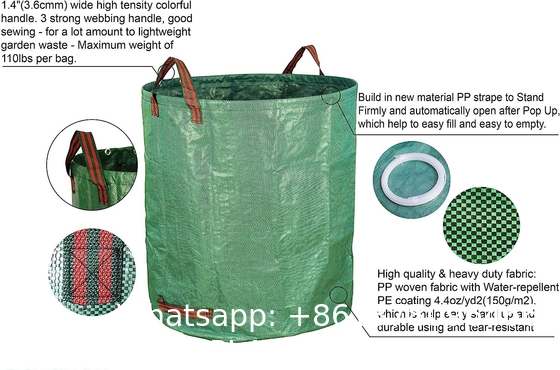 72 Gallons Garden Bag - Reuseable Heavy Duty Gardening Bags, Lawn Pool Garden Leaf Waste Bag