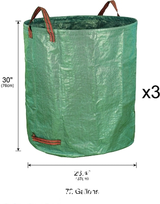 72 Gallons Garden Bag - Reuseable Heavy Duty Gardening Bags, Lawn Pool Garden Leaf Waste Bag