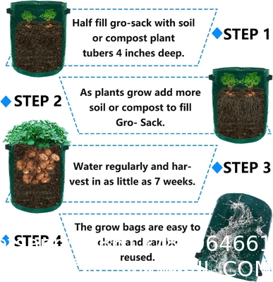 10 Gallon Potato Grow Bags, Planter Pouch Bags for Vegetables, Fruits and Flowers Flap Window, Garden Planting Bag