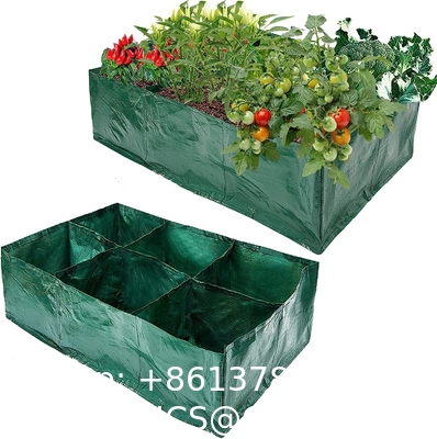 Garden Planter, Fabric Grow Beds Divided Grids, Planting Bags with Drainage Holes, PE Planter Pots for Tomatoes