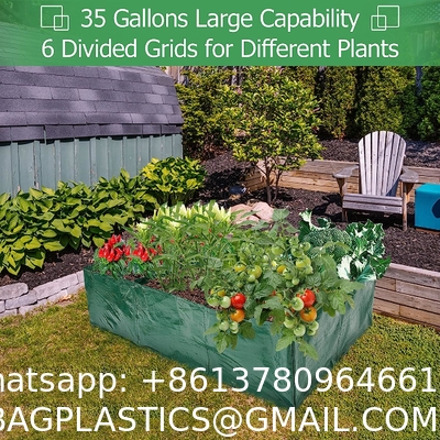 Garden Planter, Fabric Grow Beds Divided Grids, Planting Bags with Drainage Holes, PE Planter Pots for Tomatoes