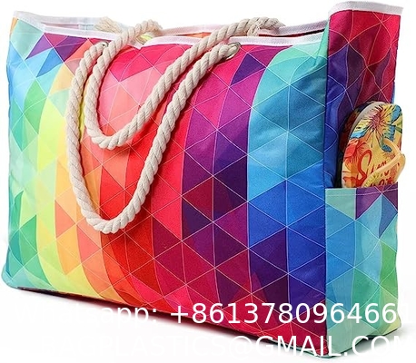 Beach Bag for Women - Large Beach Tote Bag, Waterproof Sandproof Beach Bag with Zipper, Large Swim Pool Beach Tote