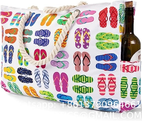 Beach Bag for Women - Large Beach Tote Bag, Waterproof Sandproof Beach Bag with Zipper, Large Swim Pool Beach Tote