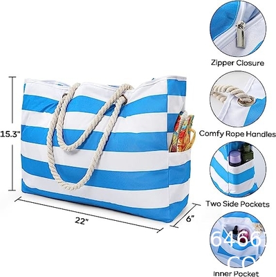 Beach Bag for Women - Large Beach Tote Bag, Waterproof Sandproof Beach Bag with Zipper, Large Swim Pool Beach Tote