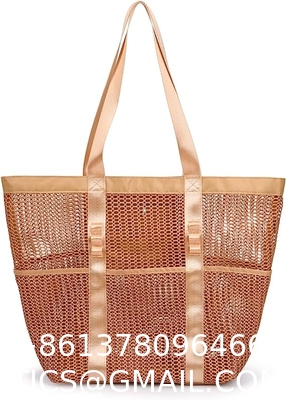 Mesh Beach Tote Large Bag Upgrade for Women with Multiple Pockets for Family Travel Swimming Waterproof Pool Bag