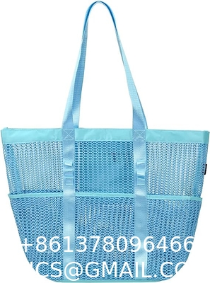 Mesh Beach Tote Large Bag Upgrade for Women with Multiple Pockets for Family Travel Swimming Waterproof Pool Bag
