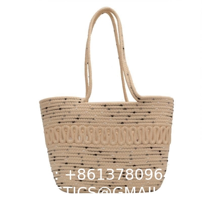 Straw Tote Bag for Women Handwoven Cotton Straw Shoulder Bag Crochet Tassel Beach Bohemian Purse for Women