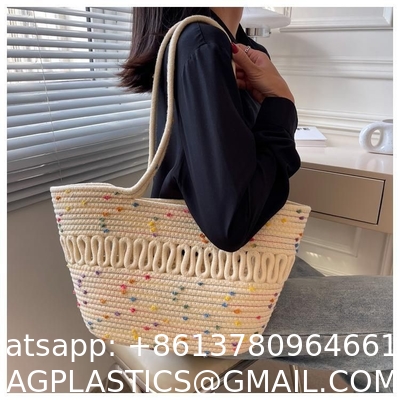 Straw Tote Bag for Women Handwoven Cotton Straw Shoulder Bag Crochet Tassel Beach Bohemian Purse for Women