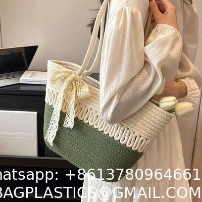 Straw Tote Bag for Women Handwoven Cotton Straw Shoulder Bag Crochet Tassel Beach Bohemian Purse for Women