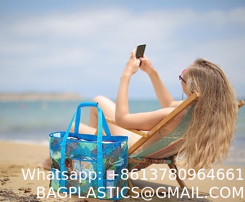 Mesh Beach Bag, Extra Large Beach Bags with 9 Pockets & Zipper Waterproof Lightweight Beach Tote for Beach/Pool Trip