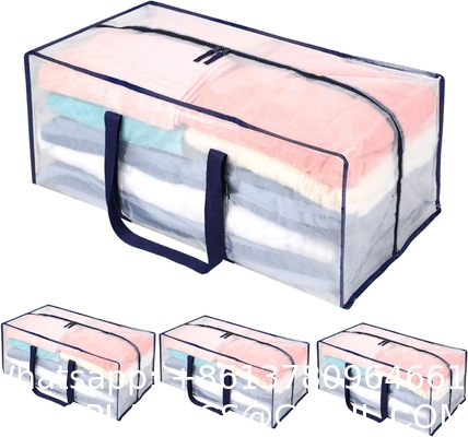 Heavy Duty Extra Large Clear Moving Bags W/Backpack Straps Strong Handles & Zippers, Storage Totes For Space Saving