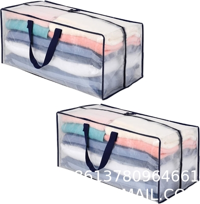 Heavy Duty Extra Large Clear Moving Bags W/Backpack Straps Strong Handles & Zippers, Storage Totes For Space Saving