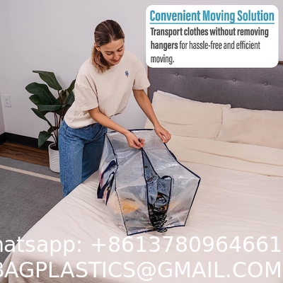 Heavy Duty Extra Large Clear Moving Bags W/Backpack Straps Strong Handles & Zippers, Storage Totes For Space Saving
