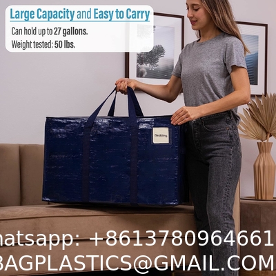 Heavy Duty Extra Large Clear Moving Bags W/Backpack Straps Strong Handles & Zippers, Storage Totes For Space Saving