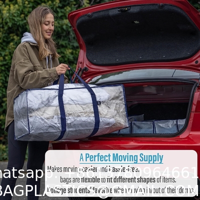 Heavy Duty Extra Large Clear Moving Bags W/Backpack Straps Strong Handles & Zippers, Storage Totes For Space Saving