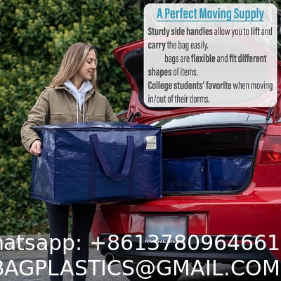Heavy Duty Extra Large Clear Moving Bags W/Backpack Straps Strong Handles & Zippers, Storage Totes For Space Saving
