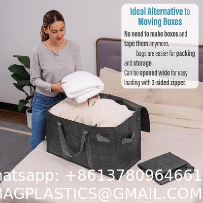 Heavy Duty Extra Large Clear Moving Bags W/Backpack Straps Strong Handles & Zippers, Storage Totes For Space Saving