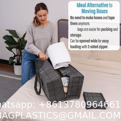 Heavy Duty Extra Large Clear Moving Bags W/Backpack Straps Strong Handles & Zippers, Storage Totes For Space Saving