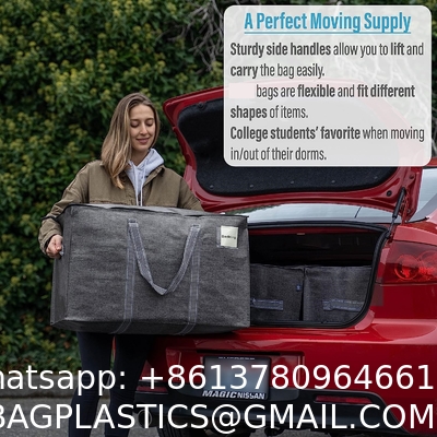 Heavy Duty Extra Large Clear Moving Bags W/Backpack Straps Strong Handles & Zippers, Storage Totes For Space Saving