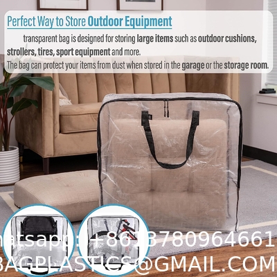 Heavy Duty Extra Large Clear Moving Bags W/Backpack Straps Strong Handles & Zippers, Storage Totes For Space Saving