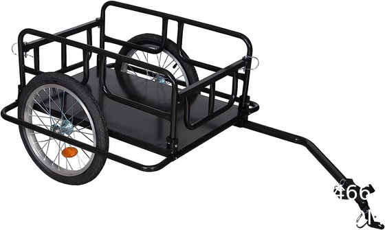Foldable Bike Cargo Trailer with Bike Hitch, Bicycle Wagon Trailer with 16" Wheels & Reflectors, Large Loading