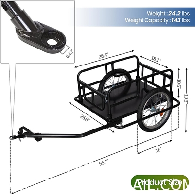 Foldable Bike Cargo Trailer with Bike Hitch, Bicycle Wagon Trailer with 16" Wheels & Reflectors, Large Loading