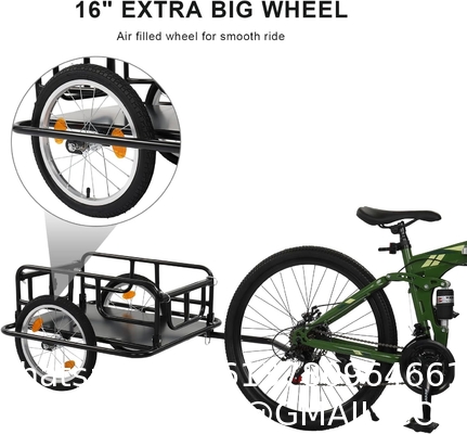 Foldable Bike Cargo Trailer with Bike Hitch, Bicycle Wagon Trailer with 16" Wheels & Reflectors, Large Loading