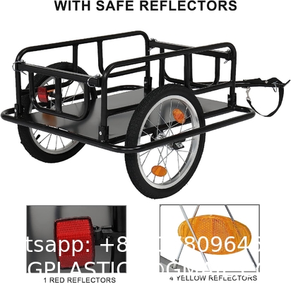 Foldable Bike Cargo Trailer with Bike Hitch, Bicycle Wagon Trailer with 16" Wheels & Reflectors, Large Loading