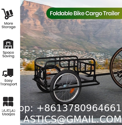 Foldable Bike Cargo Trailer with Bike Hitch, Bicycle Wagon Trailer with 16" Wheels & Reflectors, Large Loading