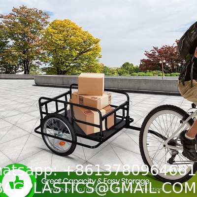 Foldable Bike Cargo Trailer with Bike Hitch, Bicycle Wagon Trailer with 16" Wheels & Reflectors, Large Loading