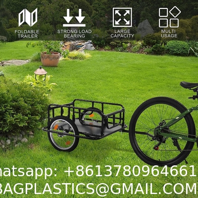 Foldable Bike Cargo Trailer with Bike Hitch, Bicycle Wagon Trailer with 16" Wheels & Reflectors, Large Loading