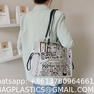 Transparent Large Bag Women  New Trendy Fashion Women'S Bag Summer Large-Capacity Tote Bag All-Match Jelly Shoulder Bag