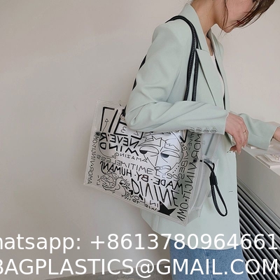 Transparent Large Bag Women  New Trendy Fashion Women'S Bag Summer Large-Capacity Tote Bag All-Match Jelly Shoulder Bag