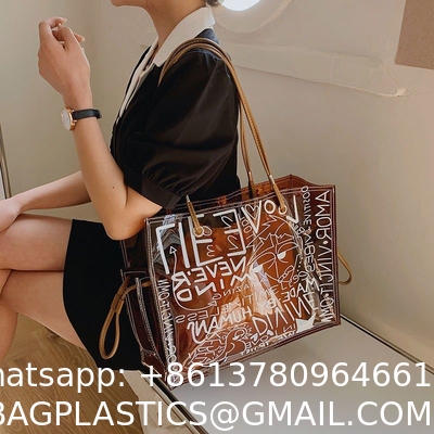 Transparent Large Bag Women  New Trendy Fashion Women'S Bag Summer Large-Capacity Tote Bag All-Match Jelly Shoulder Bag