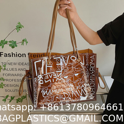 Transparent Large Bag Women  New Trendy Fashion Women'S Bag Summer Large-Capacity Tote Bag All-Match Jelly Shoulder Bag