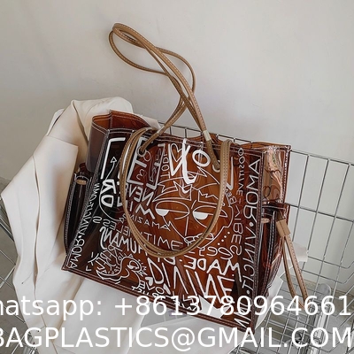 Transparent Large Bag Women  New Trendy Fashion Women'S Bag Summer Large-Capacity Tote Bag All-Match Jelly Shoulder Bag